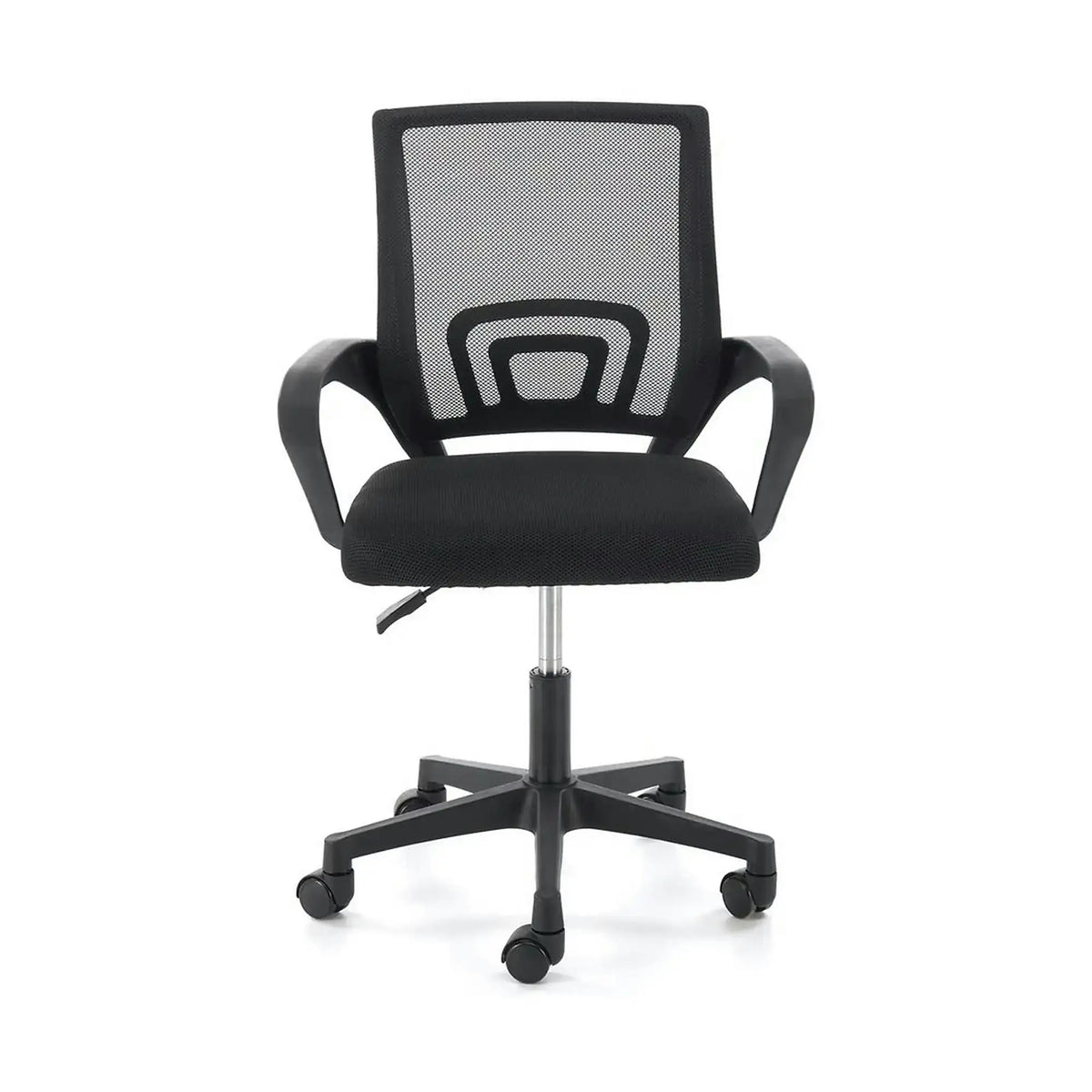 Scaun birou GIMLI, negru, stofa clasica/plastic, 60x53x84/94 cm