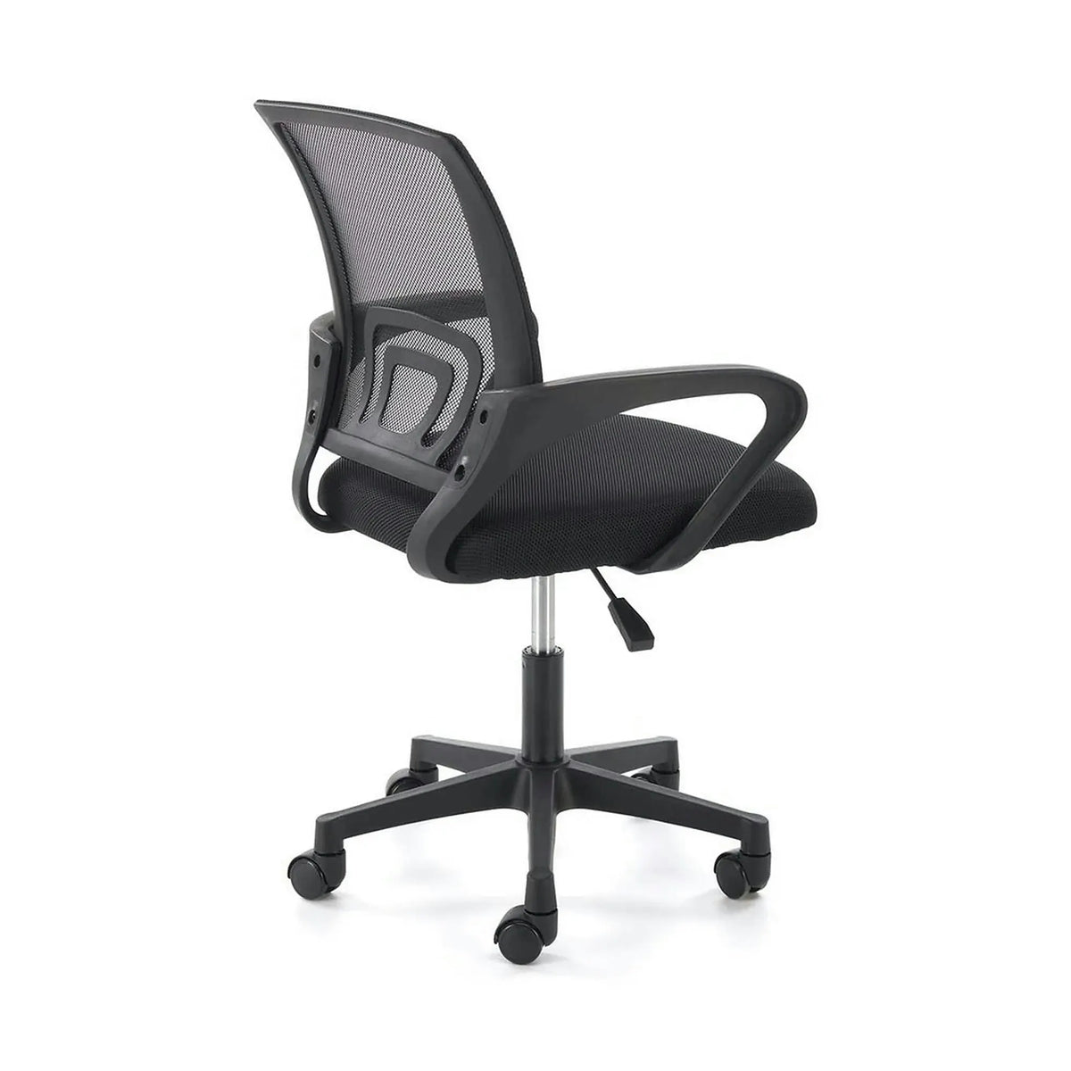 Scaun birou GIMLI, negru, stofa clasica/plastic, 60x53x84/94 cm