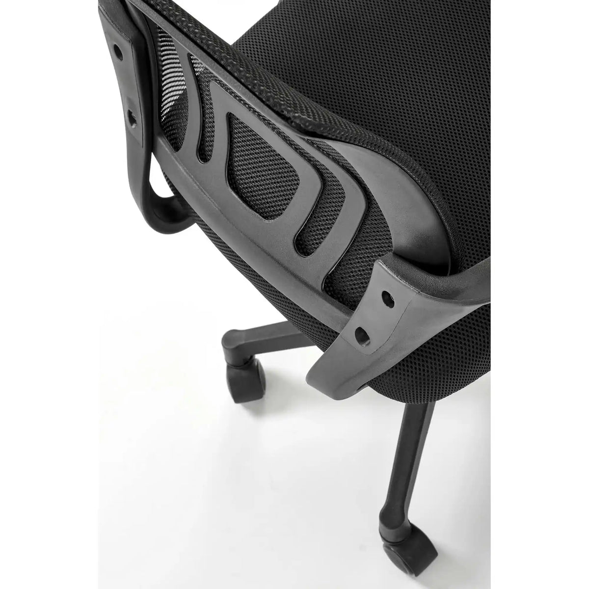 Scaun birou GIMLI, negru, stofa clasica/plastic, 60x53x84/94 cm
