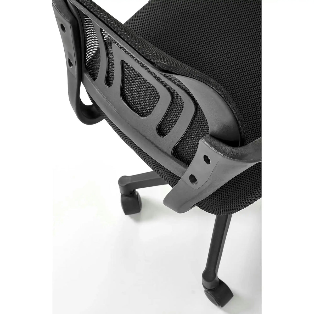 Scaun birou GIMLI, negru, stofa clasica/plastic, 60x53x84/94 cm