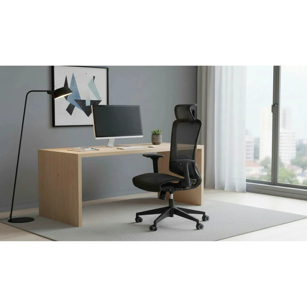 Scaun birou GOLIAT, negru, stofa clasica, 63x63x125 cm