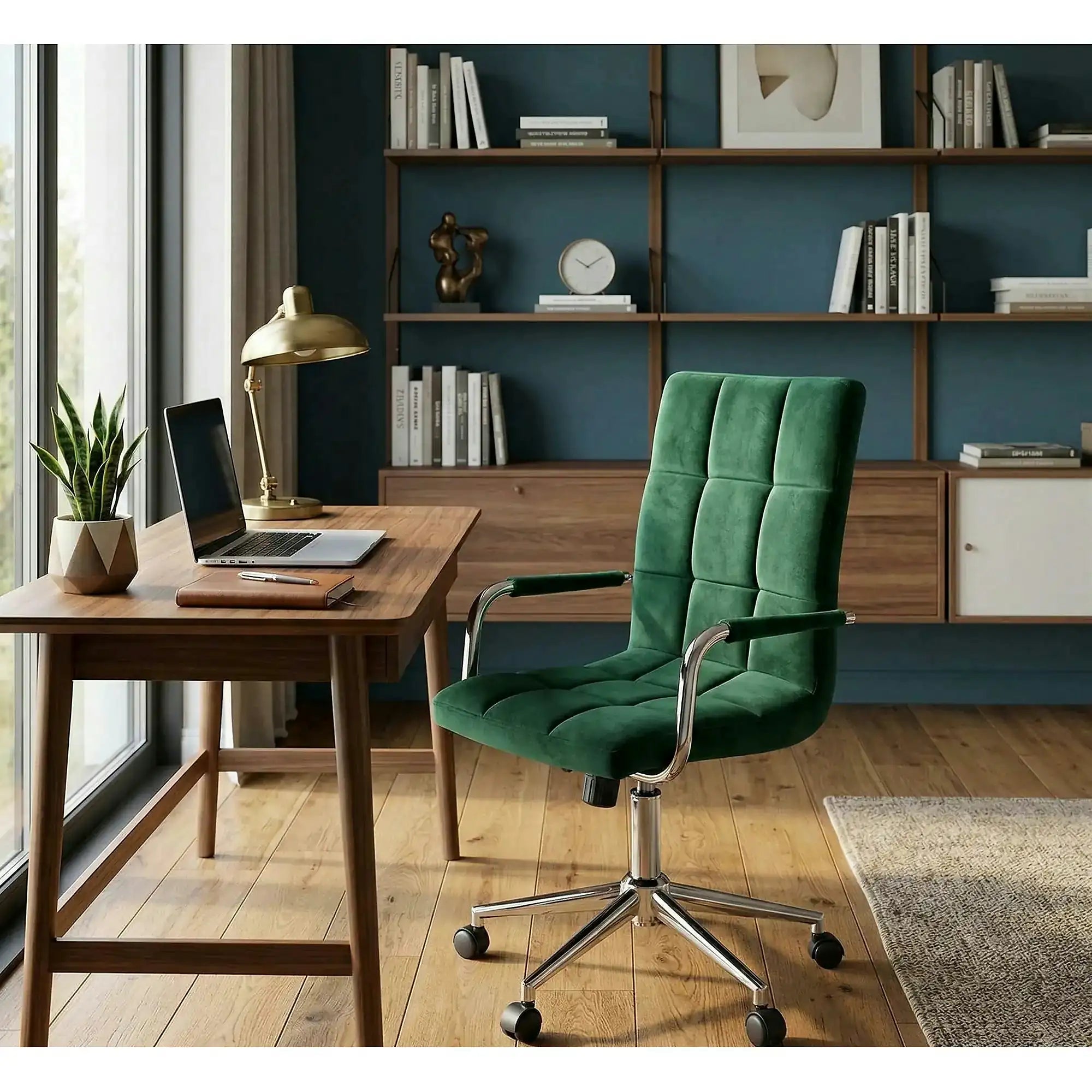 Scaun birou GONZO 4, verde, stofa catifelata, 60x53x93/105 cm