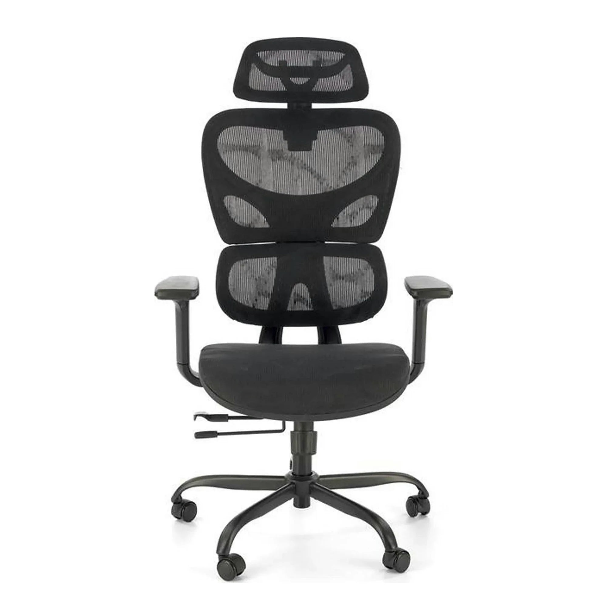 Scaun birou GOTARD, negru, stofa clasica, tetiera/cotiere reglabile, 71x75x114 cm