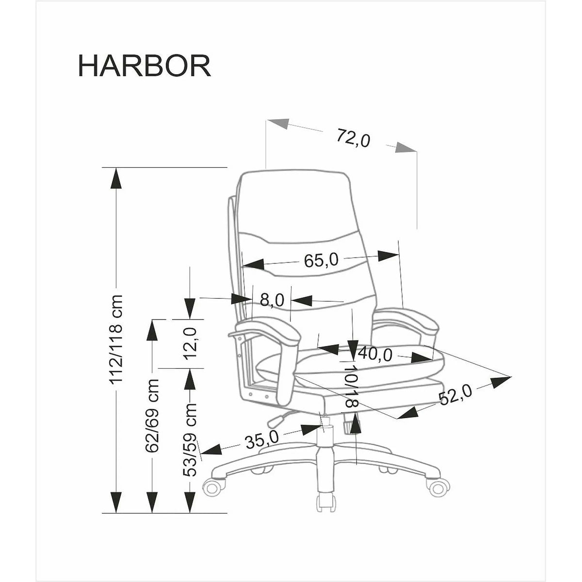 Scaun birou HARBOR, bej/negru, piele ecologica, 65x72x112-118 cm