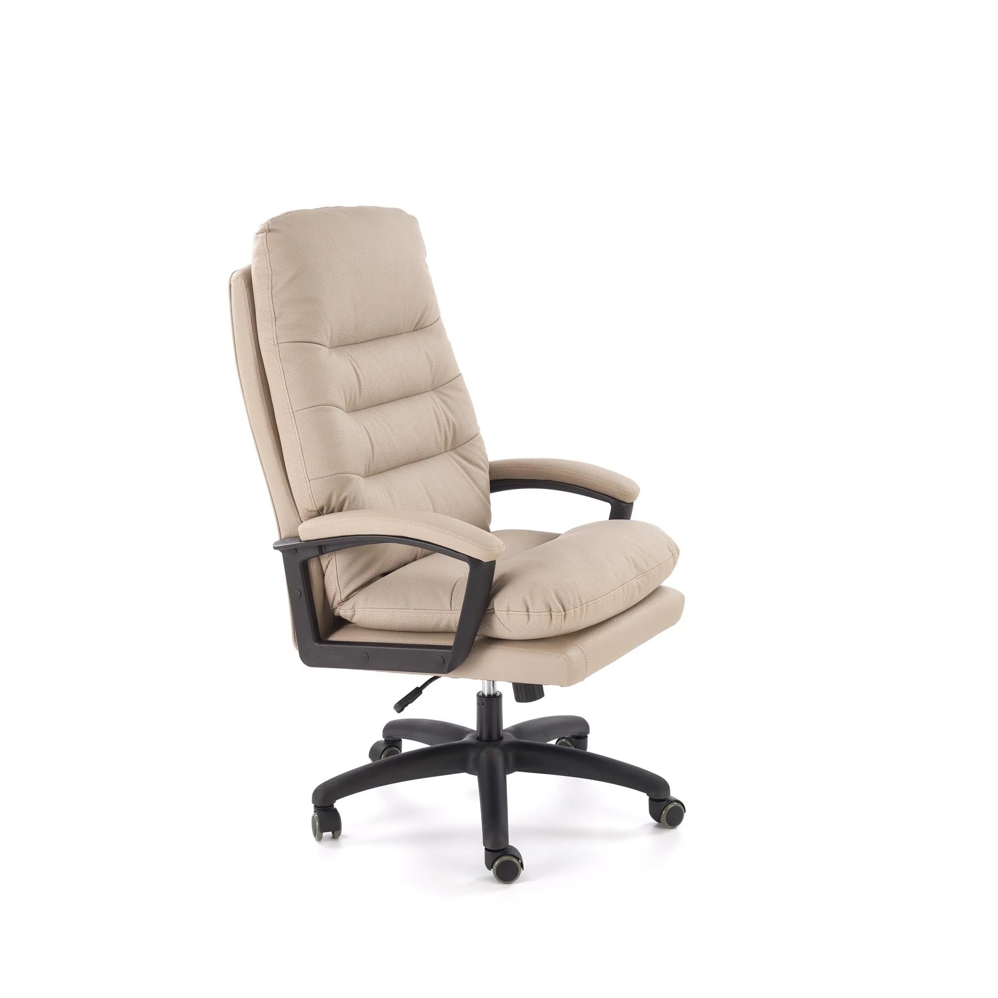 Scaun birou HARBOR, bej/negru, piele ecologica, 65x72x112-118 cm