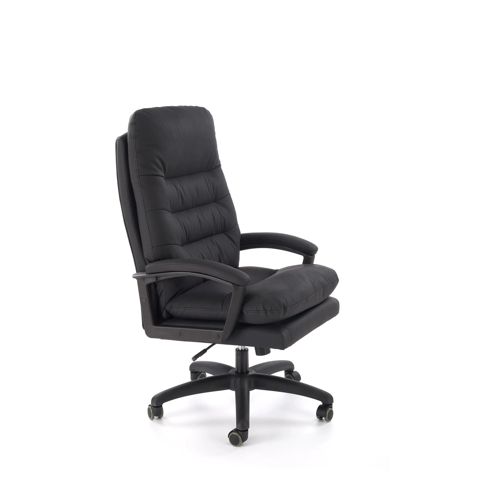 Scaun birou HARBOR, negru, piele ecologica, 65x72x112-118 cm