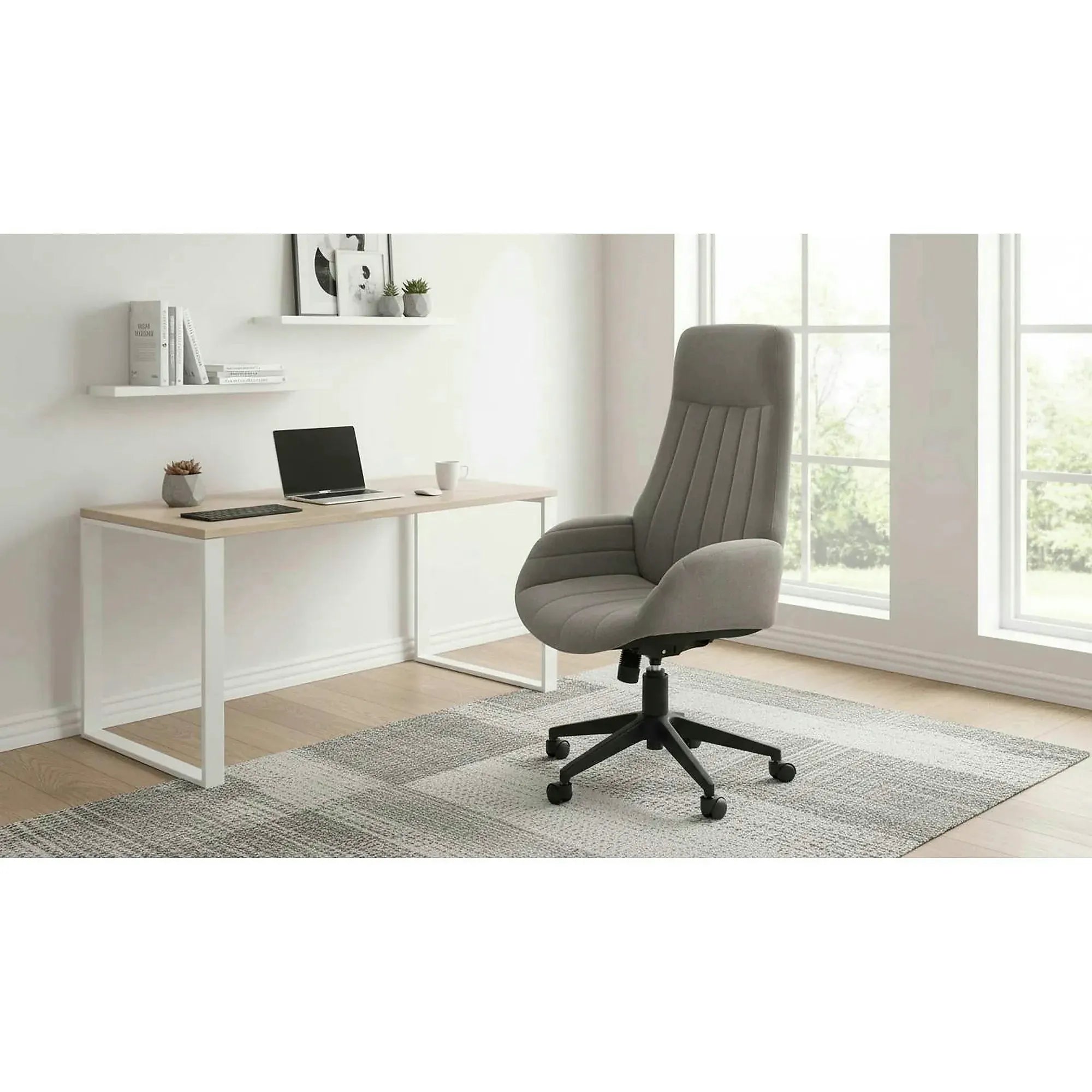 Scaun birou HARPER, gri/negru, stofa clasica/metal, 62x70x113/123 cm