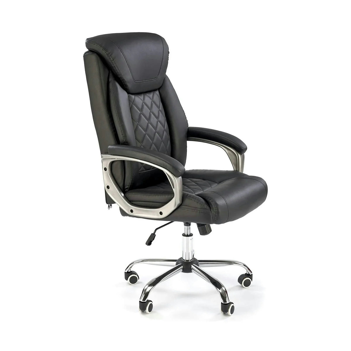 Scaun birou HELDER, negru, piele ecologica/metal, 66x71x113/120 cm