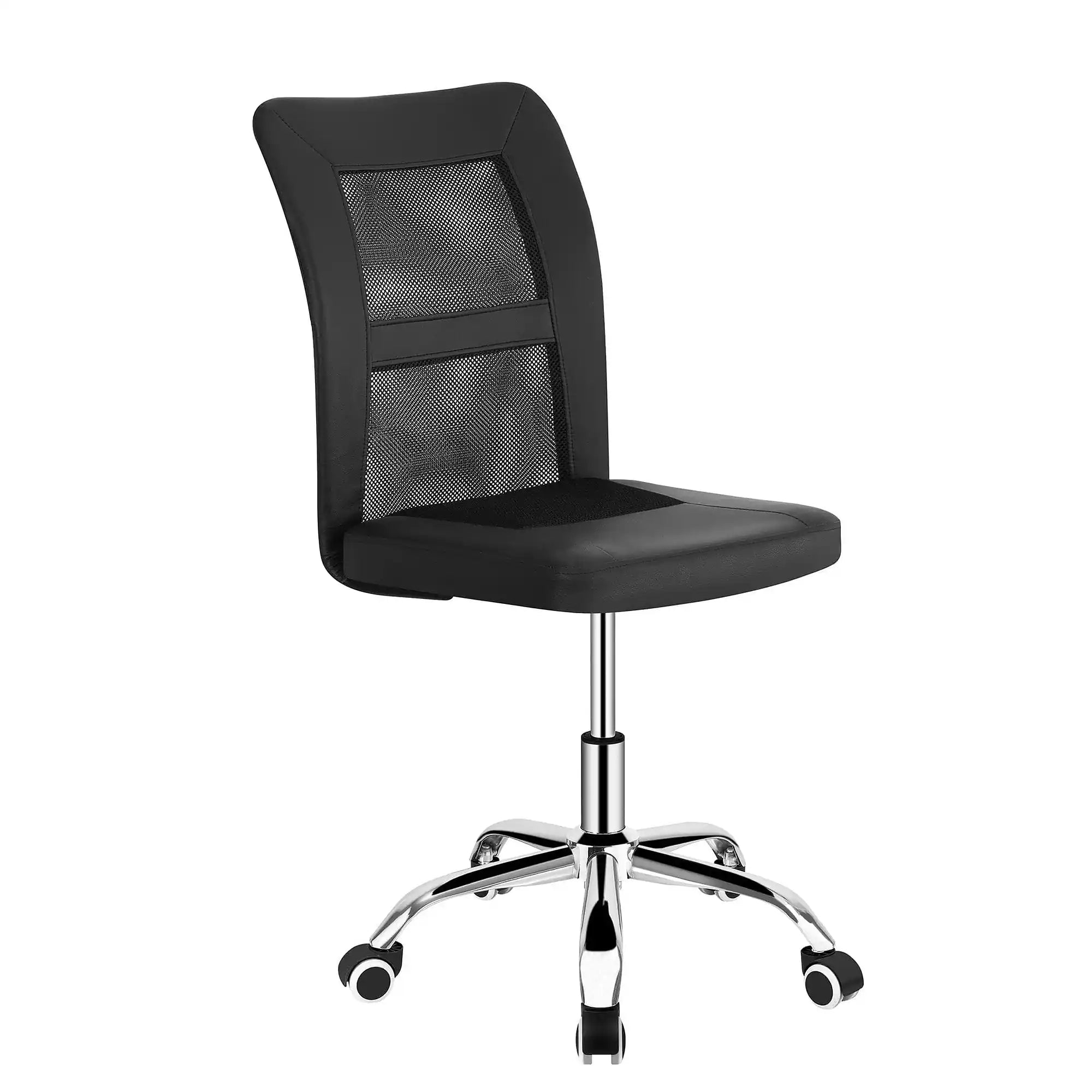 Scaun birou IDOR 2 NEW, negru/crom, plasa/piele ecologica, 45x59x90/100 cm