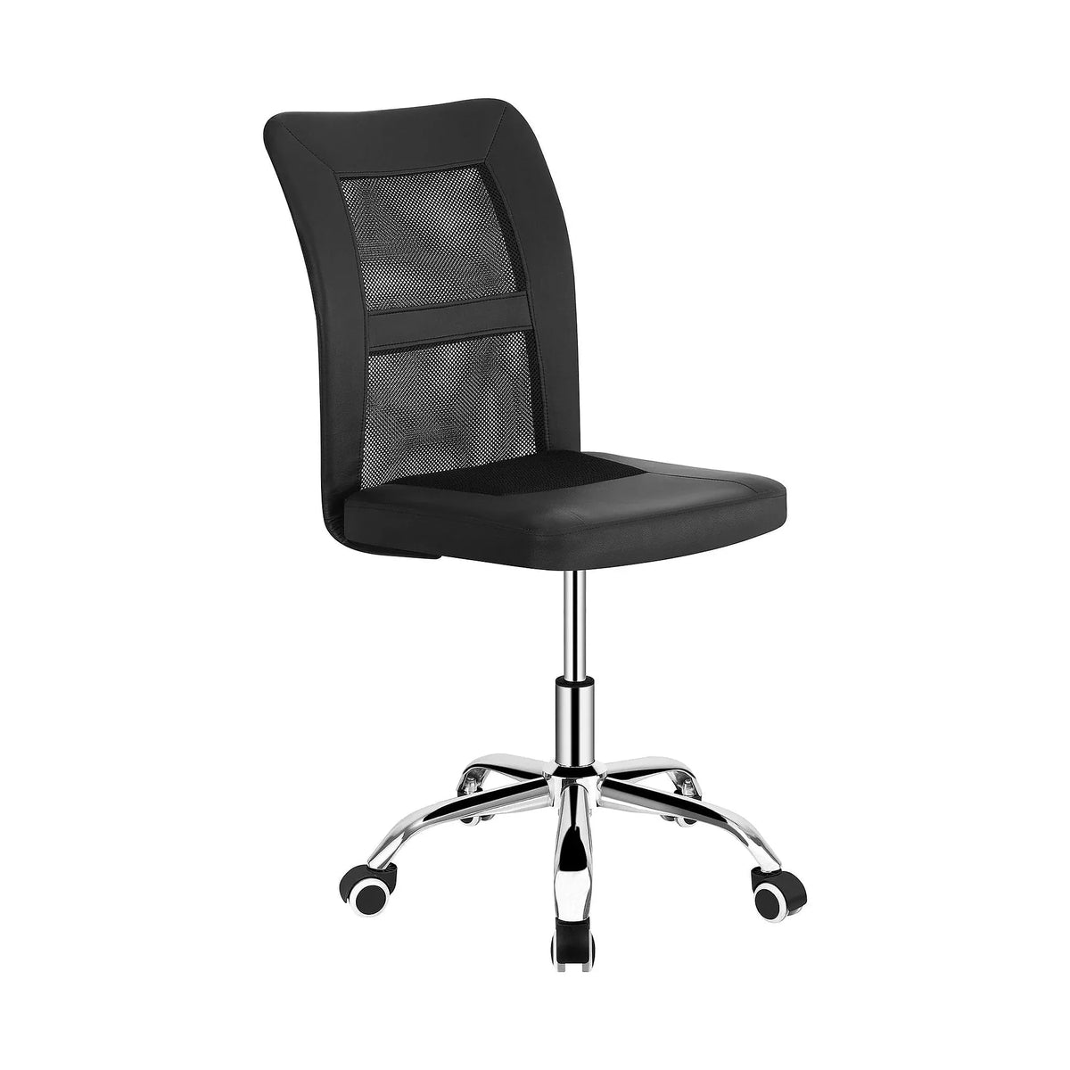 Scaun birou IDOR 2 NEW, negru/crom, plasa/piele ecologica, 45x59x90/100 cm
