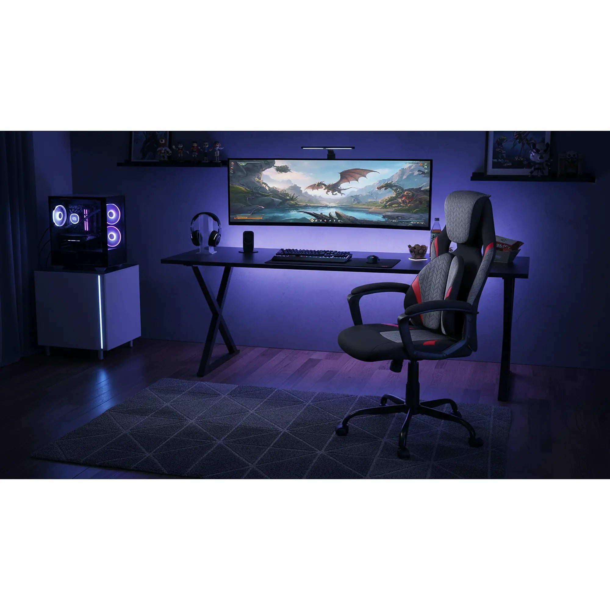 Scaun birou JENSEN, negru/gri, stofa/polipropilena, 65x70x115/125 cm