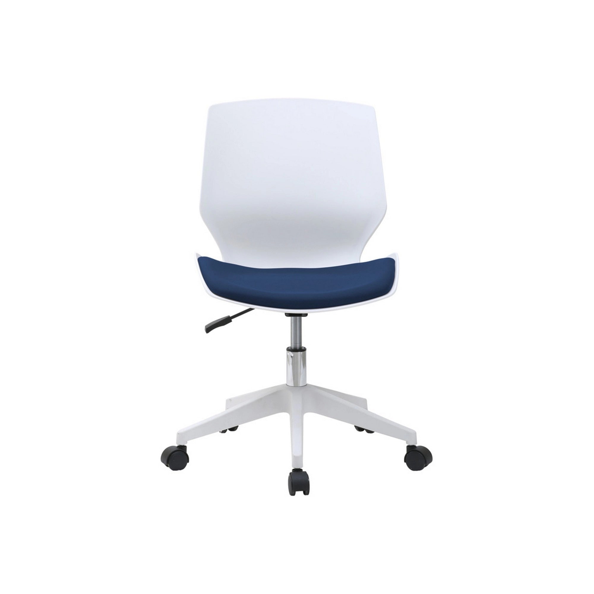 Scaun birou KILI, alb/albastru, stofa/plastic, 53x49x82/92 cm