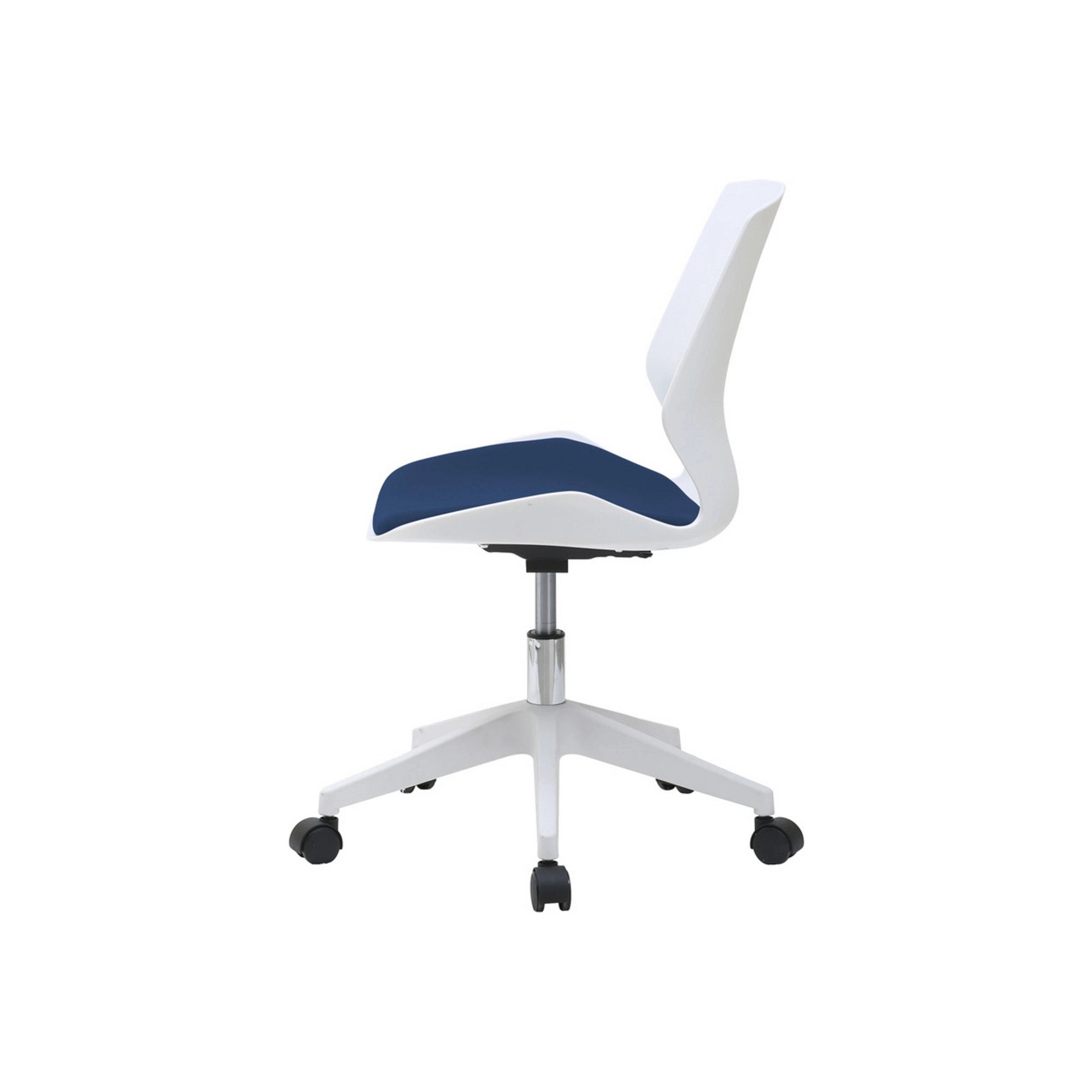 Scaun birou KILI, alb/albastru, stofa/plastic, 53x49x82/92 cm