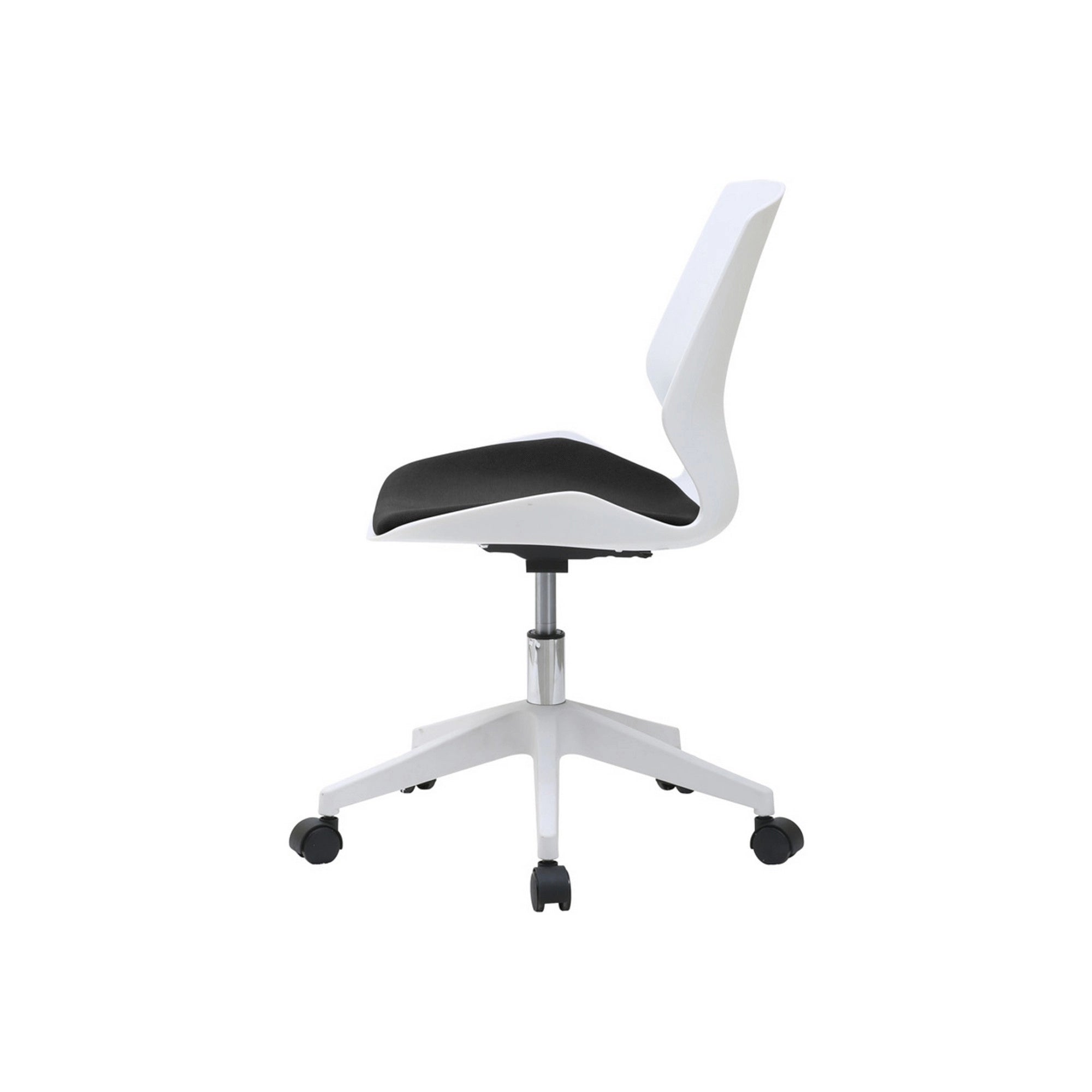 Scaun birou KILI, alb/negru, stofa/plastic, 53x49x82/92 cm