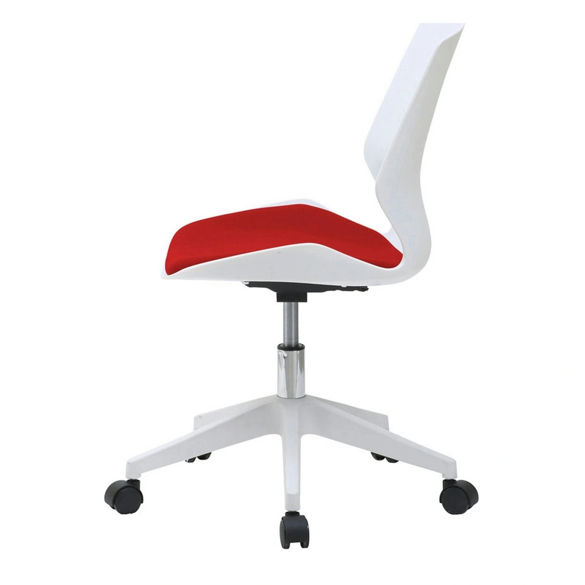 Scaun birou KILI, alb/rosu, stofa/plastic, 53x49x82/92 cm