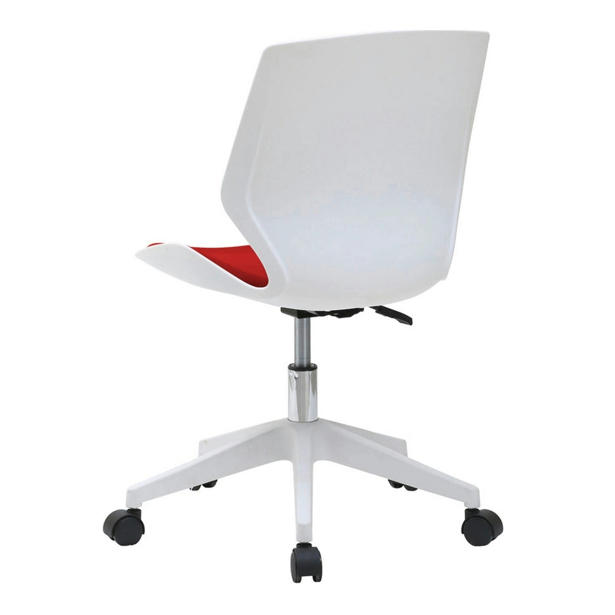 Scaun birou KILI, alb/rosu, stofa/plastic, 53x49x82/92 cm
