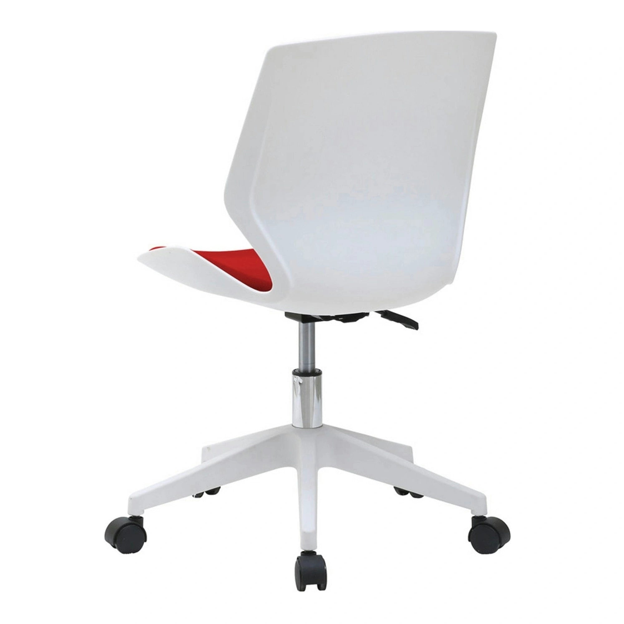 Scaun birou KILI, alb/rosu, stofa/plastic, 53x49x82/92 cm