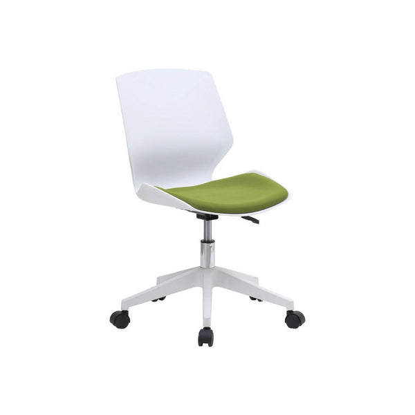 Scaun birou KILI, alb/verde, stofa/plastic, 53x49x82/92 cm