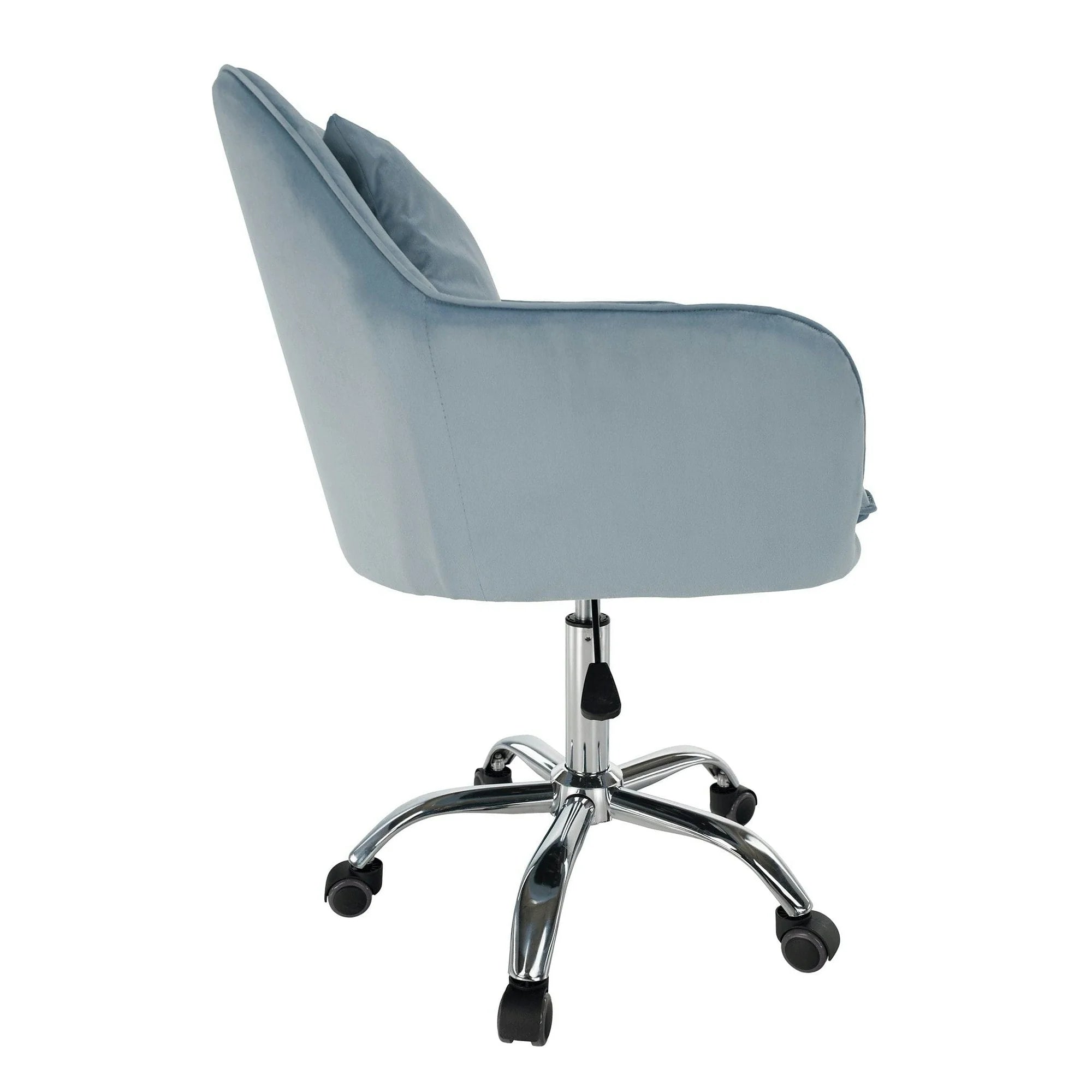 Scaun birou KLIAN, albastru deschis/crom, metal/stofa catifelata, 59x61x87/101 cm