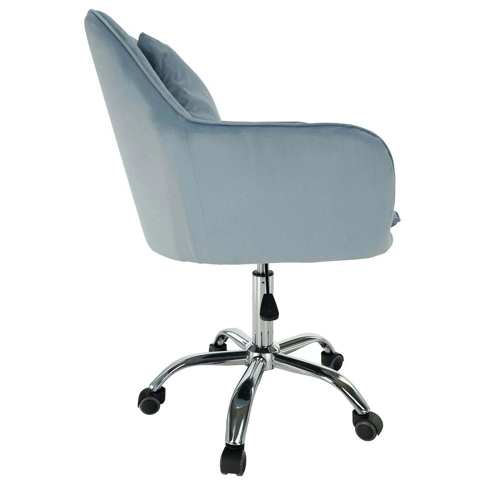 Scaun birou KLIAN, albastru deschis/crom, metal/stofa catifelata, 59x61x87/101 cm