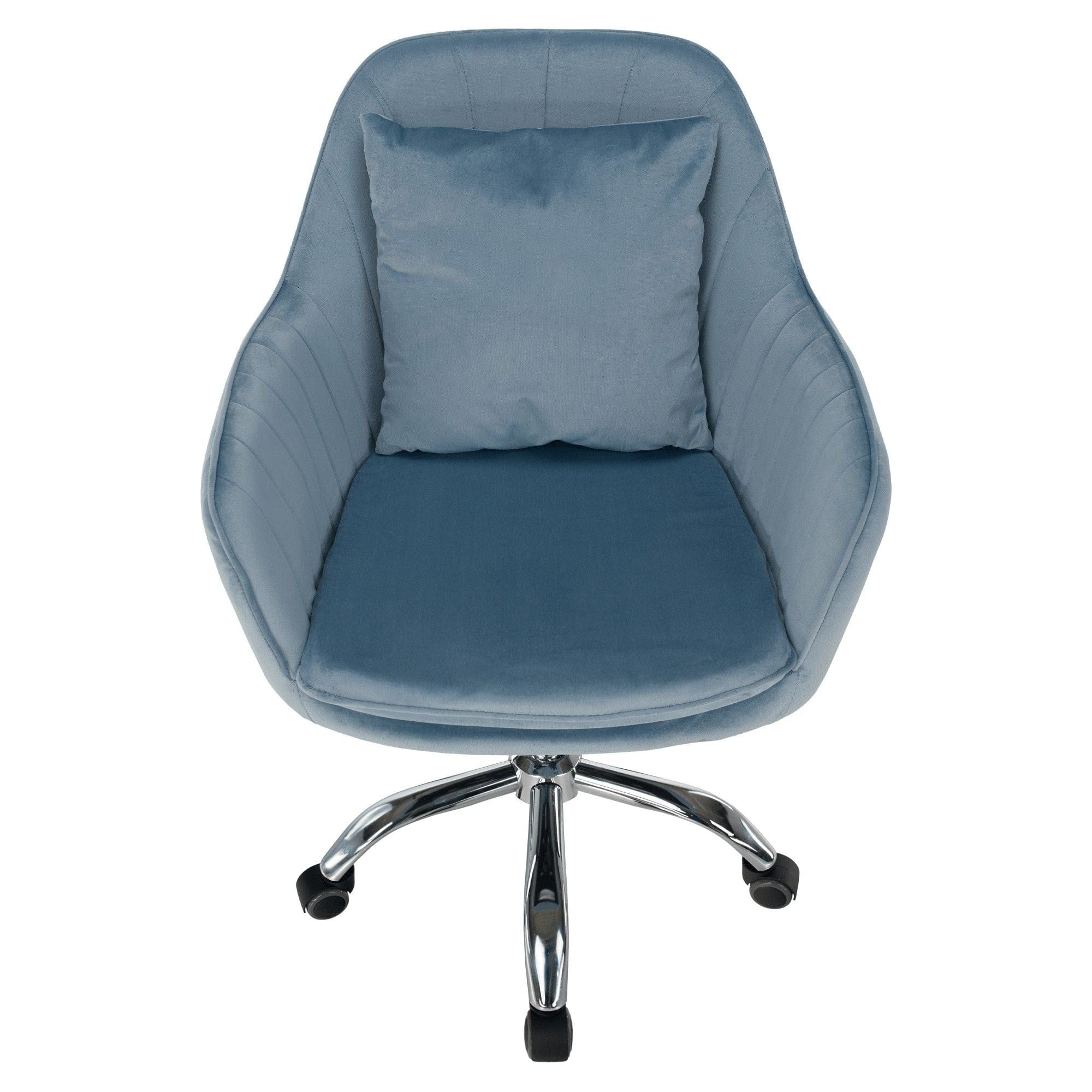 Scaun birou KLIAN, albastru deschis/crom, metal/stofa catifelata, 59x61x87/101 cm