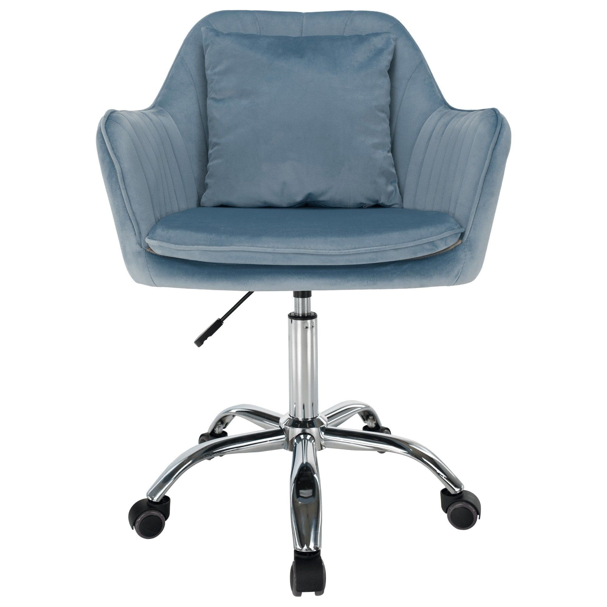 Scaun birou KLIAN, albastru deschis/crom, metal/stofa catifelata, 59x61x87/101 cm