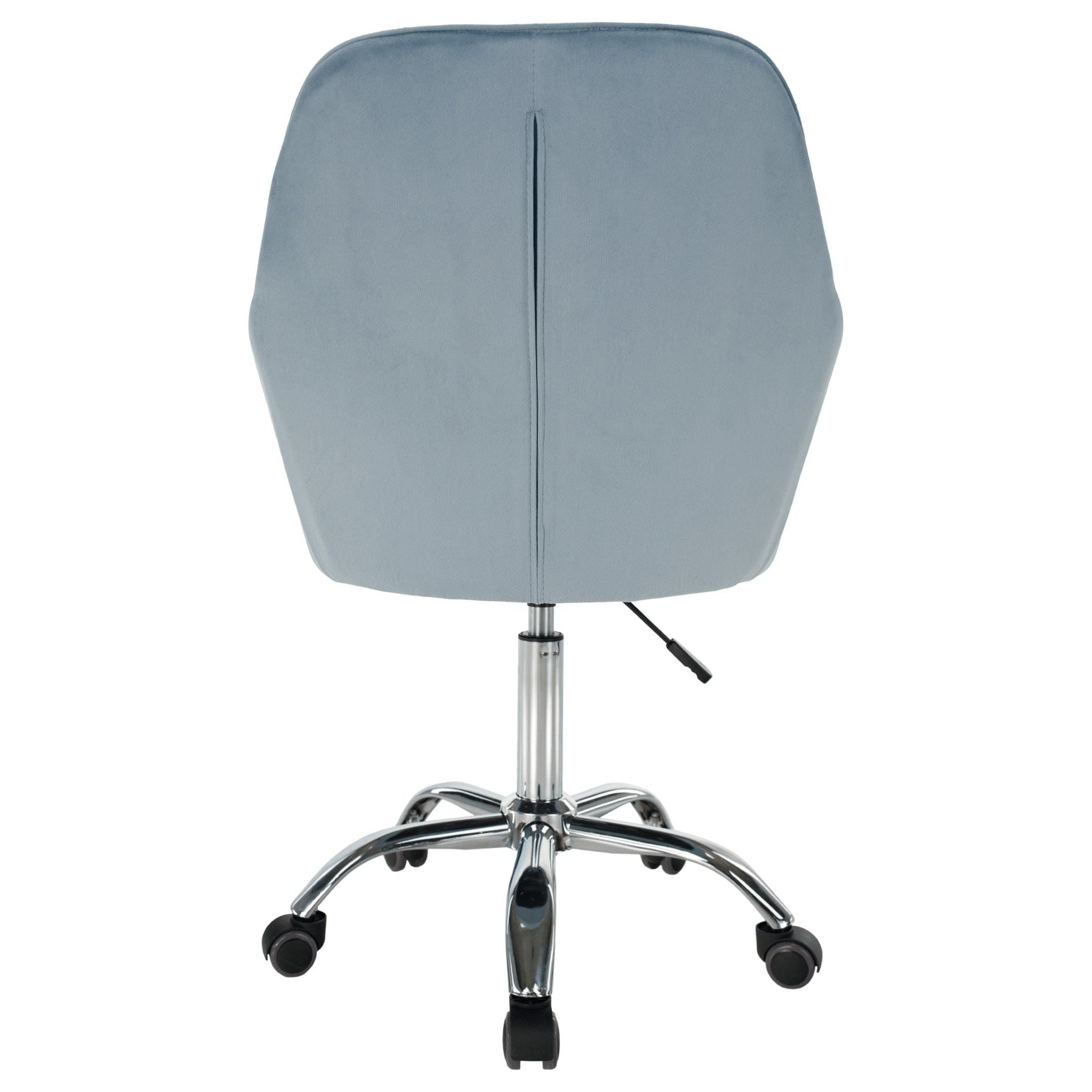 Scaun birou KLIAN, albastru deschis/crom, metal/stofa catifelata, 59x61x87/101 cm