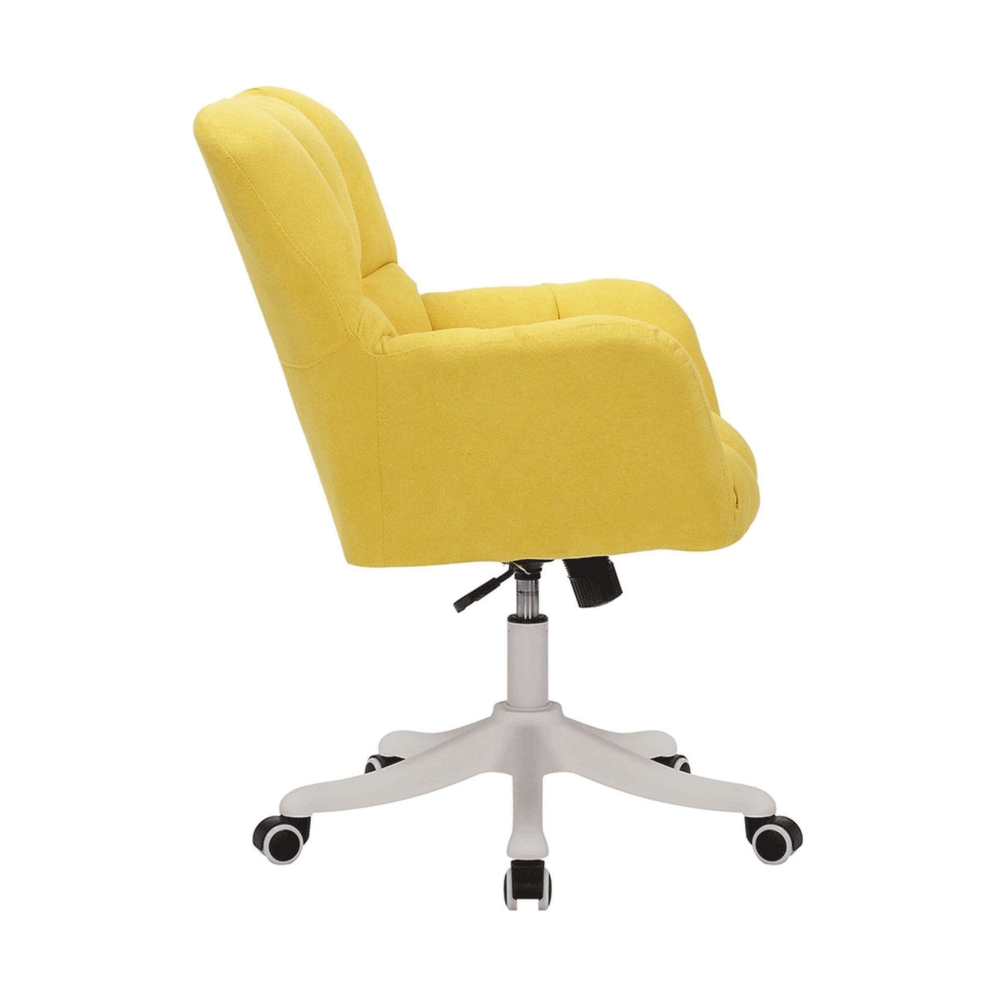 Scaun birou LOREL, galben/crom, stofa clasica/metal, 64x67x90/100 cm