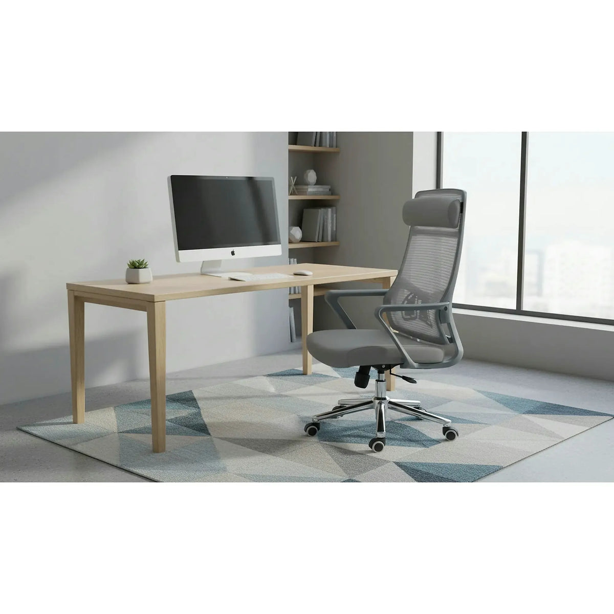 Scaun birou LUCA, gri, stofa/plasa, 65x65x115/125 cm