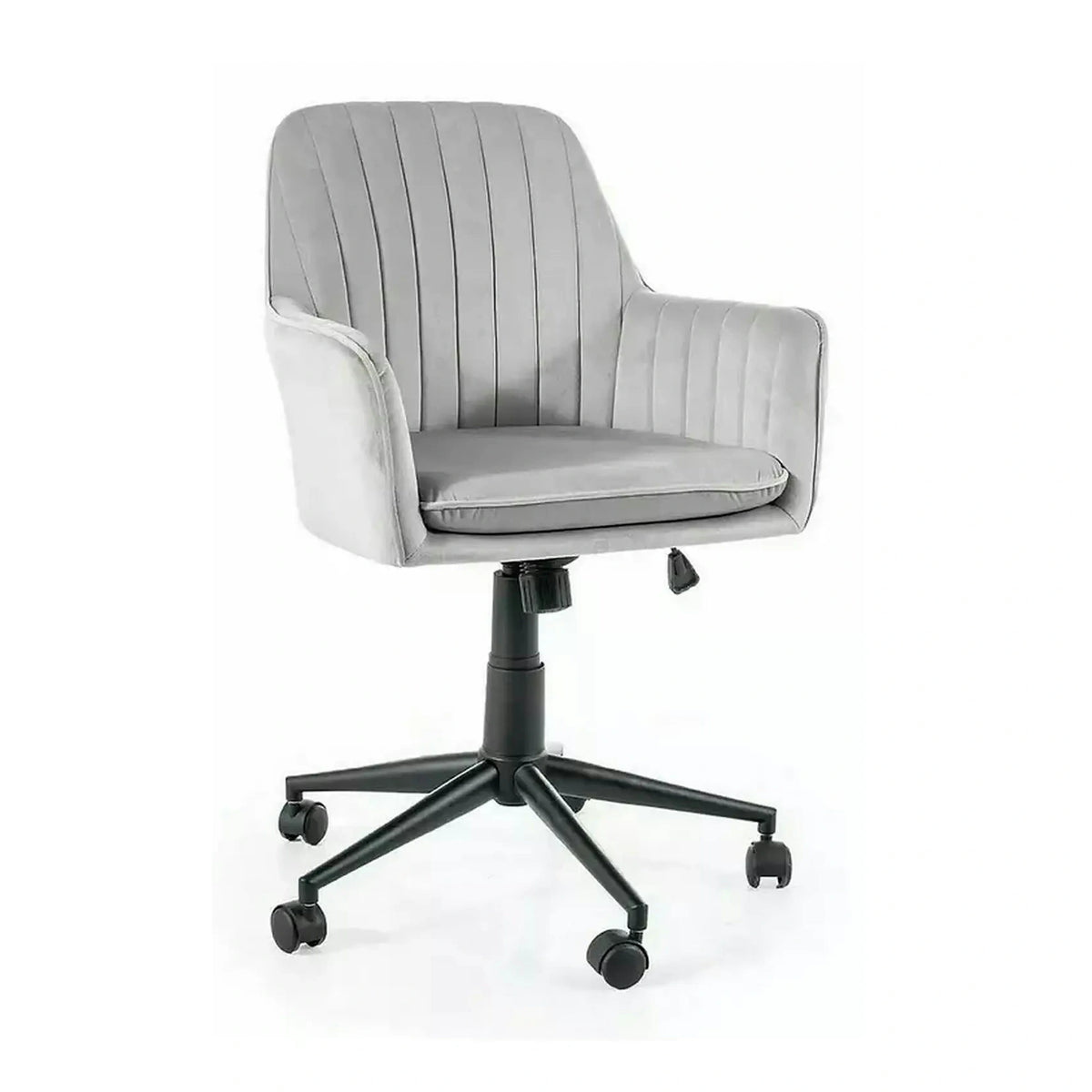 Scaun birou moale Q-886, gri deschis, stofa catifelata/metal, 58x44x83/91 cm
