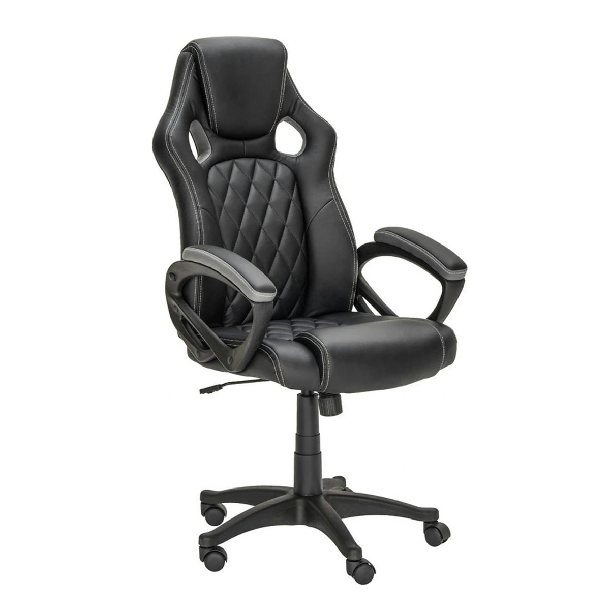 Scaun birou NIKKI, negru, piele ecologica, 63x70x113/122 cm