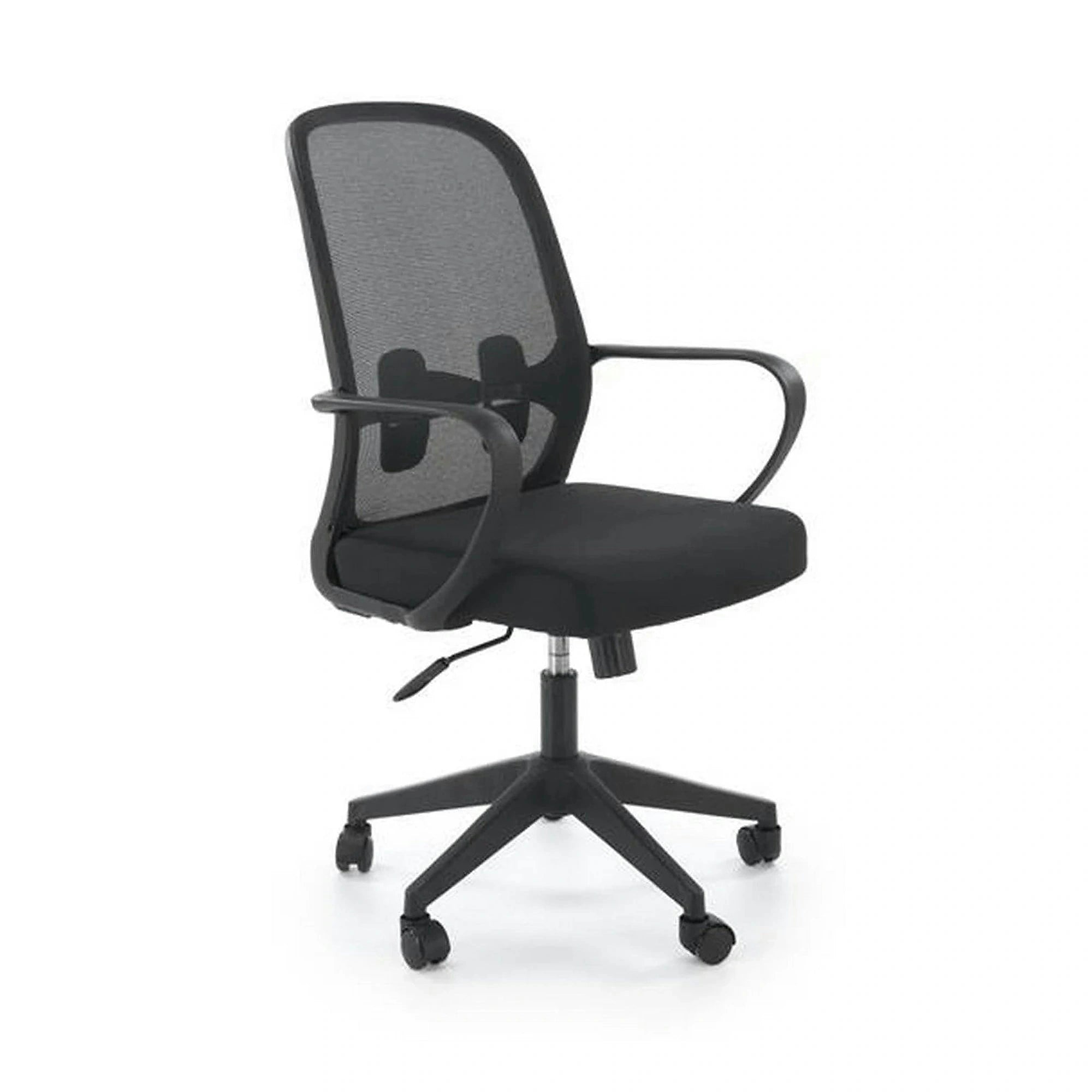 Scaun birou ORCANO, negru, stofa clasica/plastic, 62x65x101/111 cm