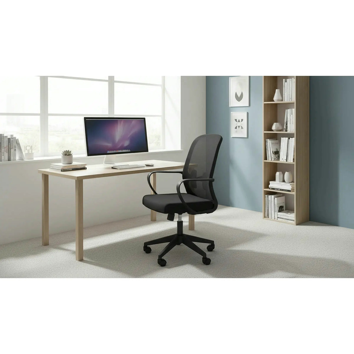 Scaun birou ORCANO, negru, stofa clasica/plastic, 62x65x101/111 cm