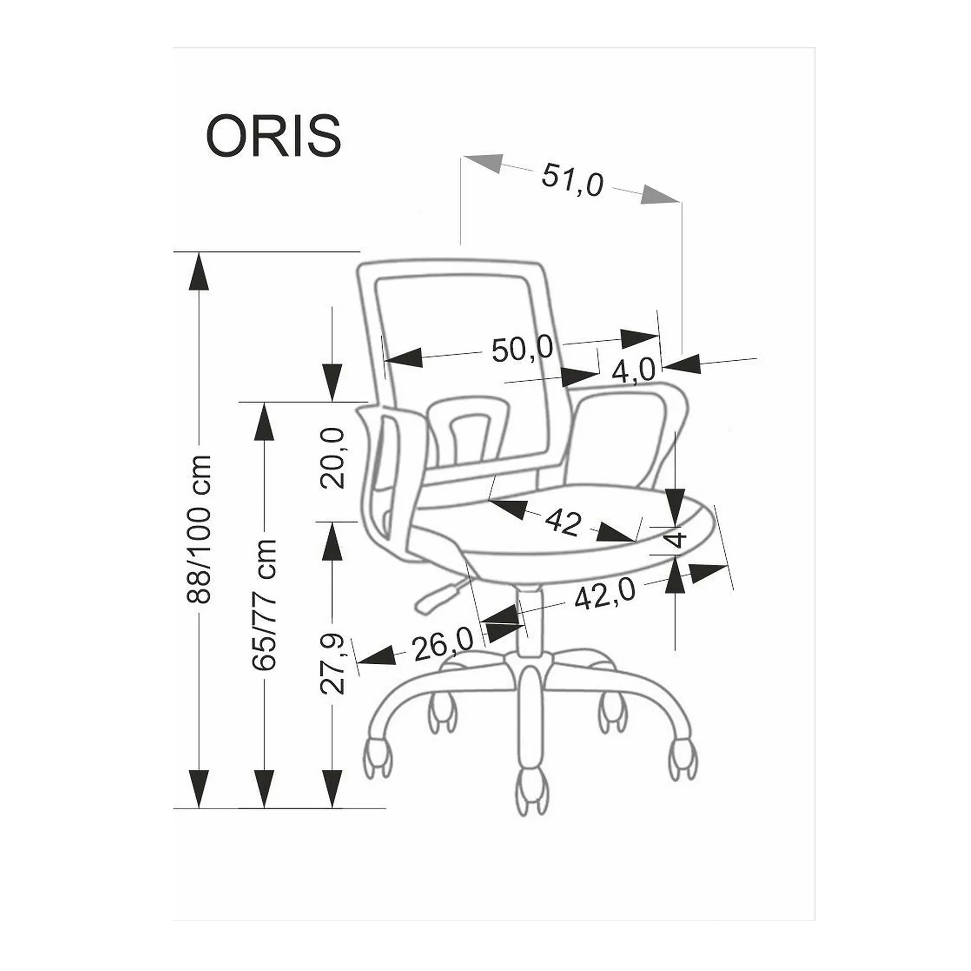 Scaun birou ORIS, multicolor, stofa clasica/metal, 51x51x88/100 cm