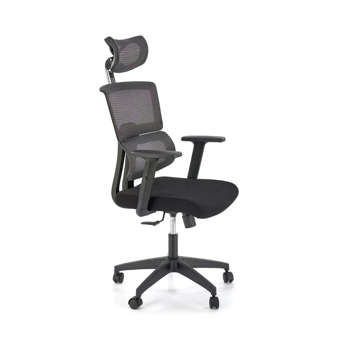 Scaun birou PABLO, negru/gri, stofa/plasa, 64x67x118/127 cm