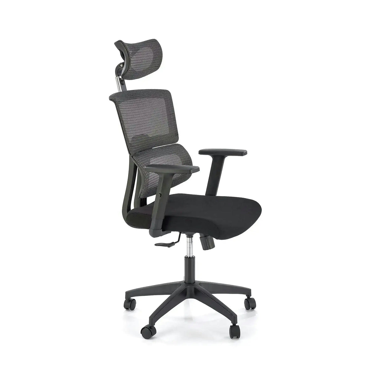 Scaun birou PABLO, negru/gri, stofa/plasa, 64x67x118/127 cm
