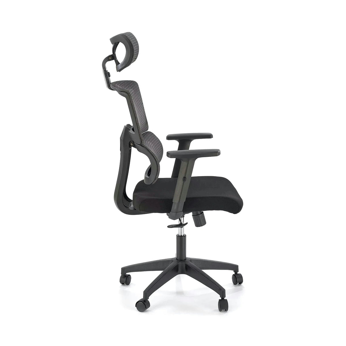 Scaun birou PABLO, negru/gri, stofa/plasa, 64x67x118/127 cm
