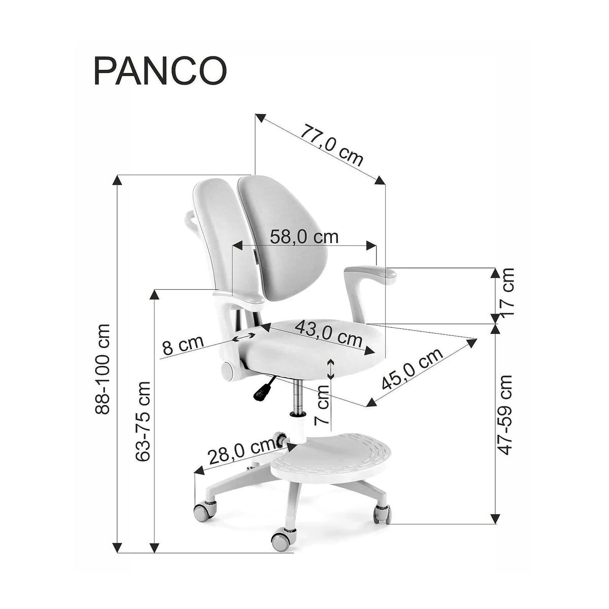 Scaun birou PANCO, albstru deschis/bej, stofa/polipropilena, 58x77x88/100 cm