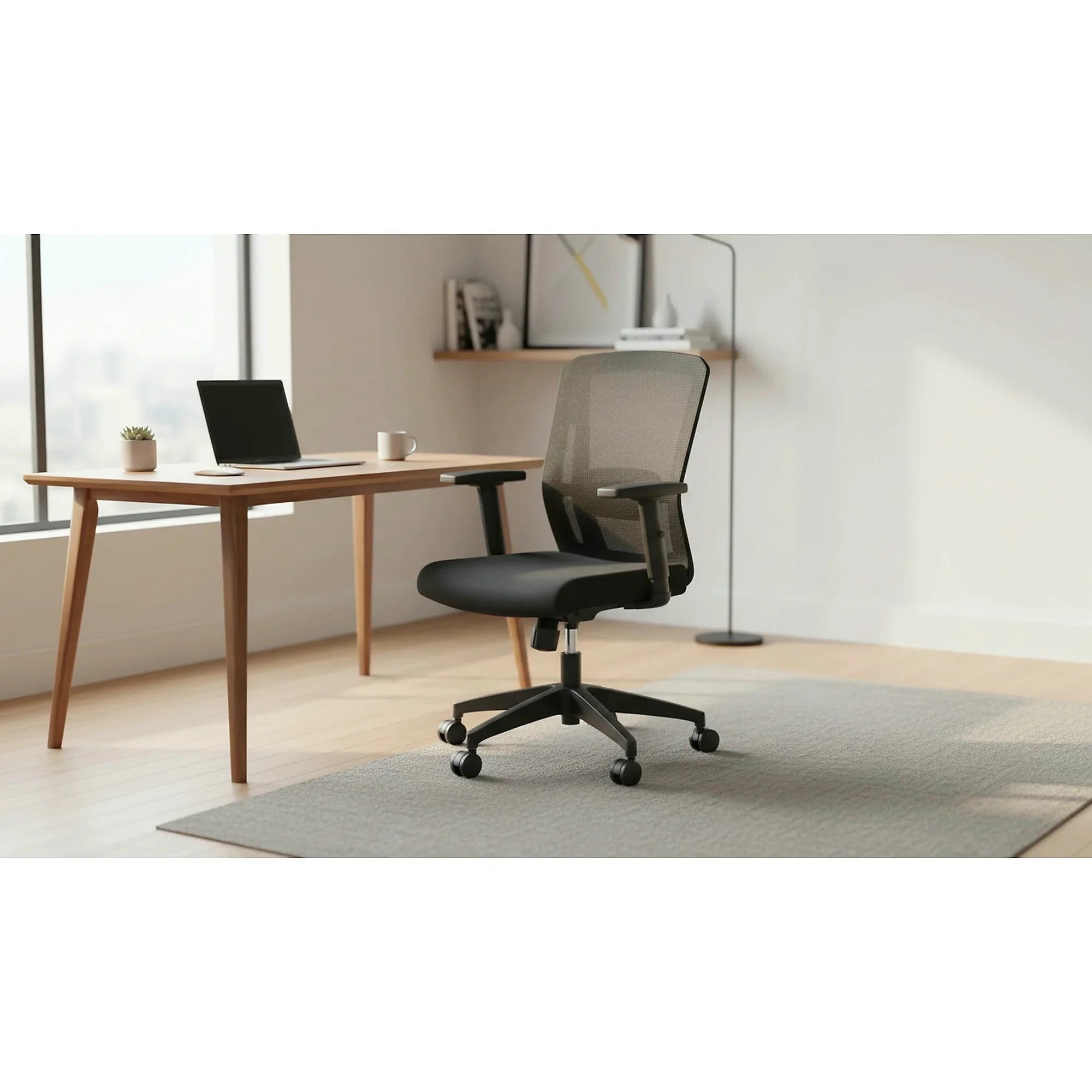 Scaun birou PAREDES, negru, stofa/plasa, 62x60x97/107 cm