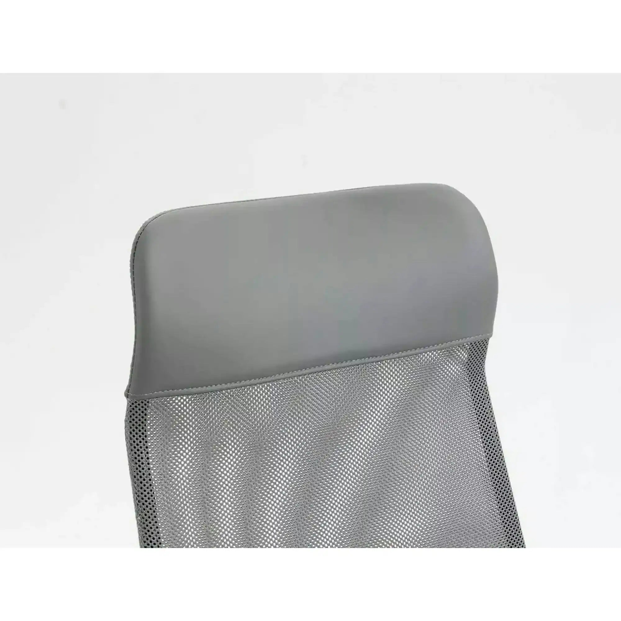 Scaun birou Q-026, gri, piele ecologica/plasa, 59x48x107/117 cm