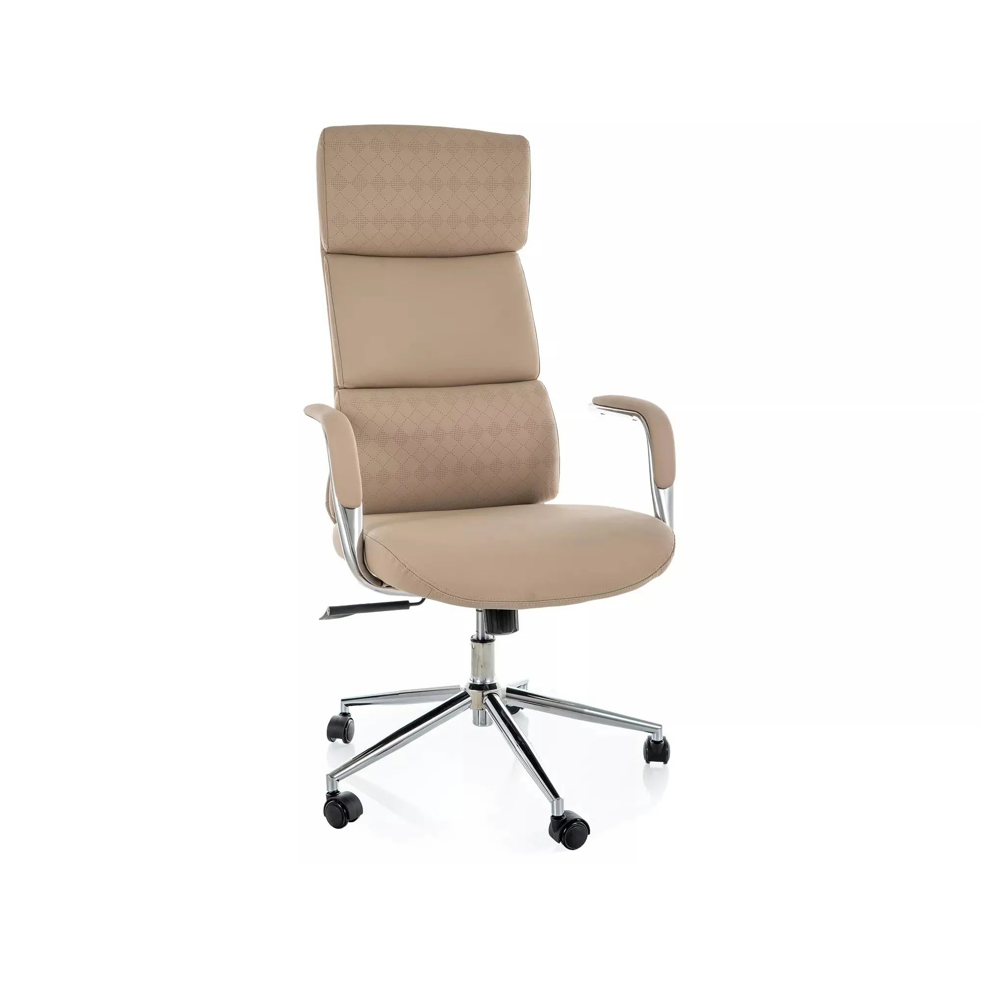 Scaun birou Q-03, bej, piele ecologică, 64x48x119 cm