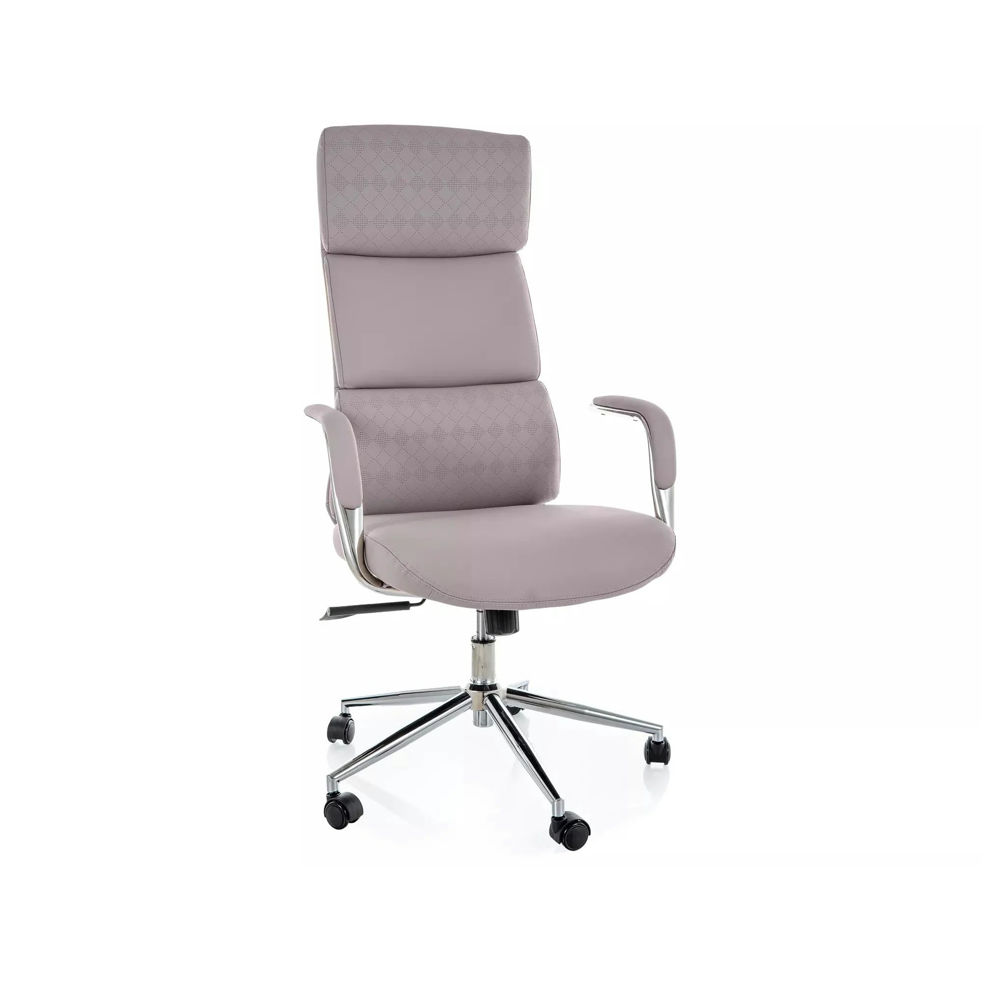 Scaun birou Q-03, gri, piele ecologică, 64x48x119 cm