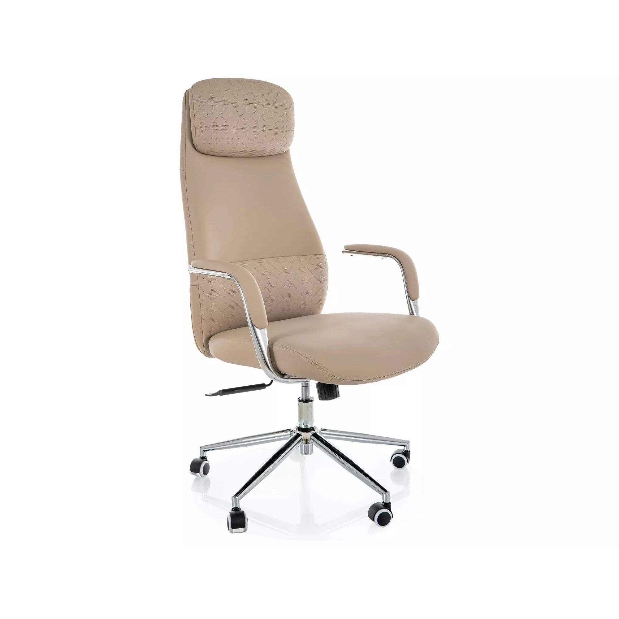 Scaun birou Q-05, bej, piele ecologică, 65x50x117 cm