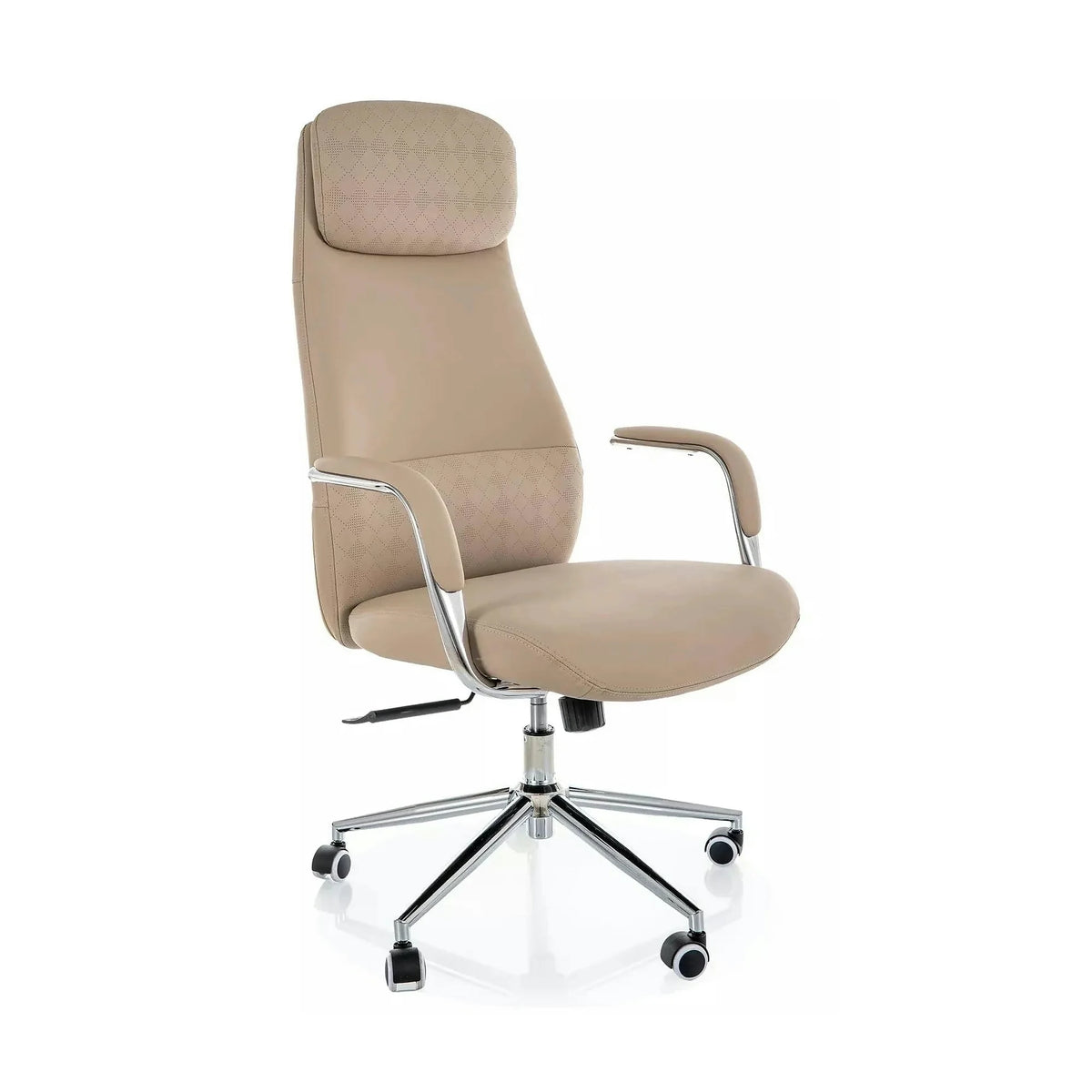Scaun birou Q-05, bej, piele ecologică, 65x50x117 cm