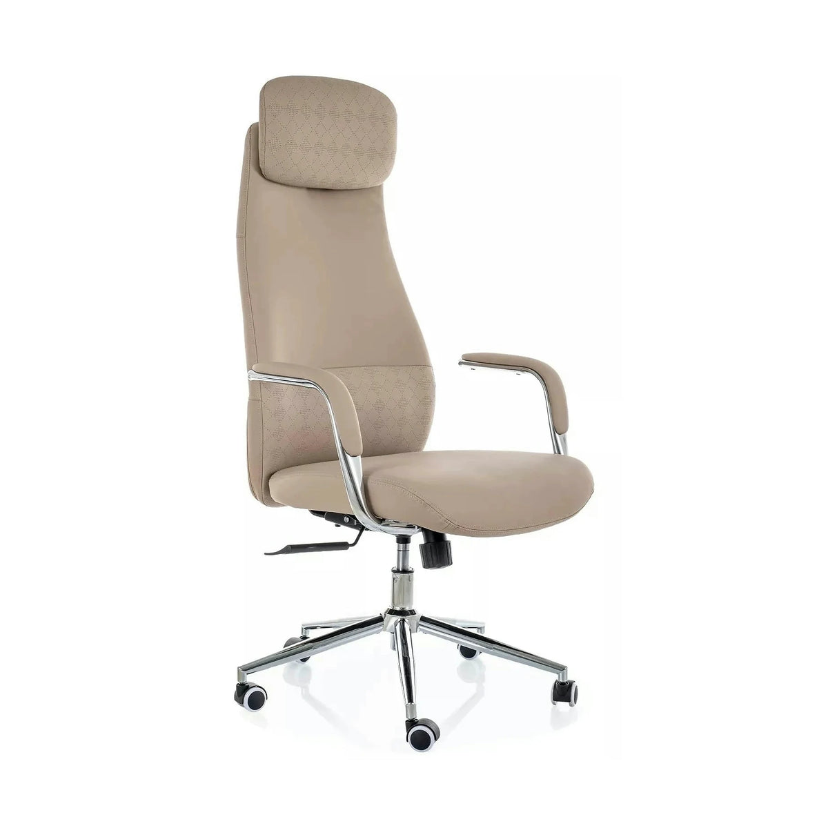 Scaun birou Q-05, bej, piele ecologică, 65x50x117 cm