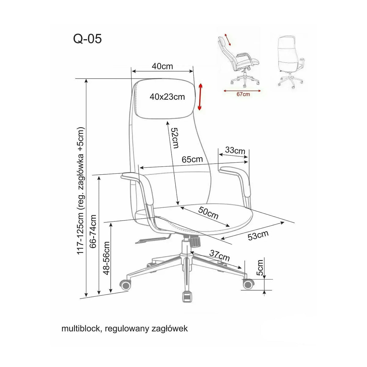 Scaun birou Q-05, bej, piele ecologică, 65x50x117 cm