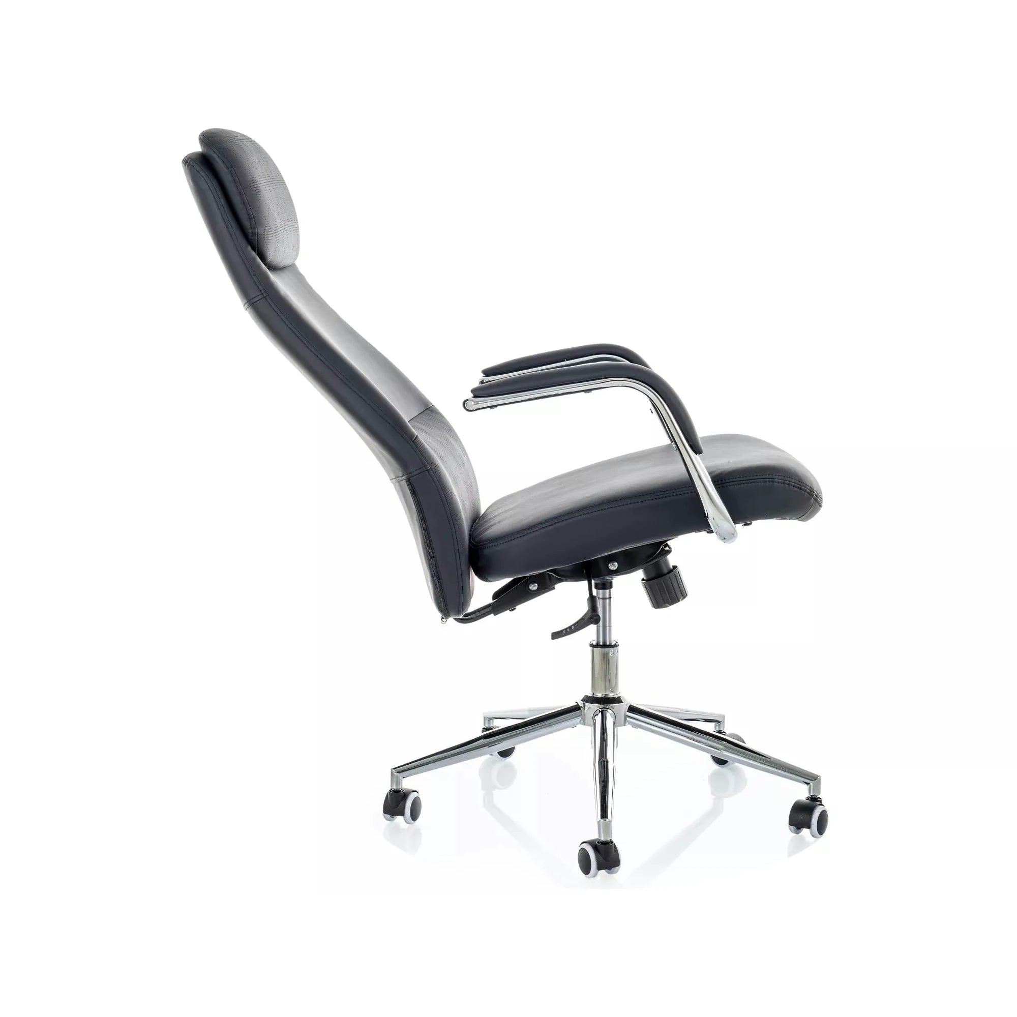 Scaun birou Q-05, negru, piele ecologică, 65x50x117 cm