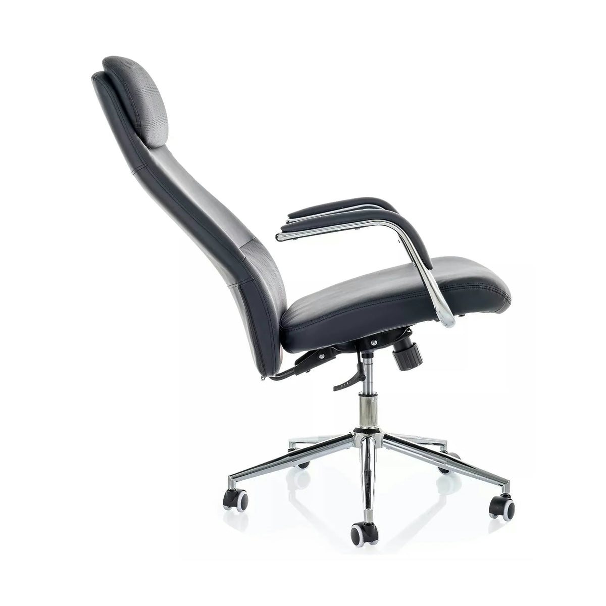 Scaun birou Q-05, negru, piele ecologică, 65x50x117 cm