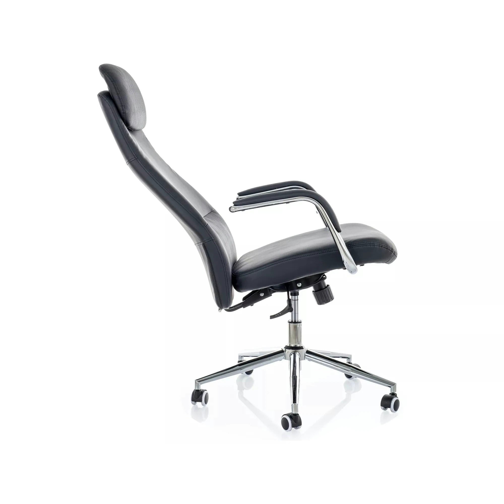 Scaun birou Q-05, negru, piele ecologică, 65x50x117 cm