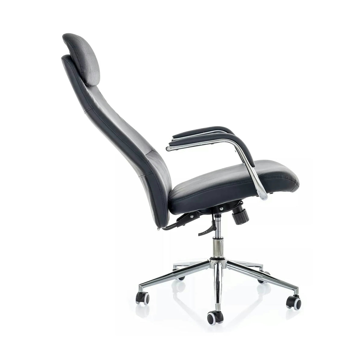 Scaun birou Q-05, negru, piele ecologică, 65x50x117 cm